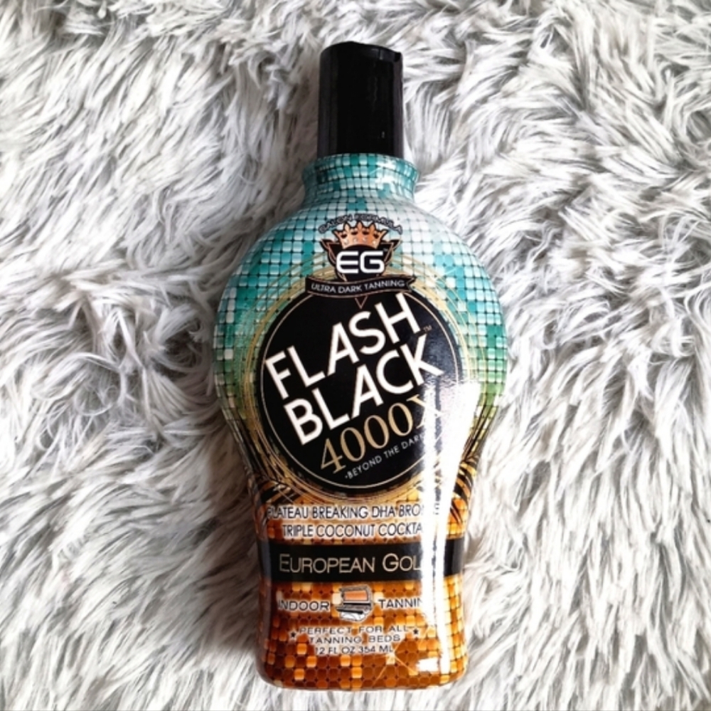 [European Gold] 🖤 Flash Black 4000x Indoor Tanning Bronzer Lotion 12 oz.